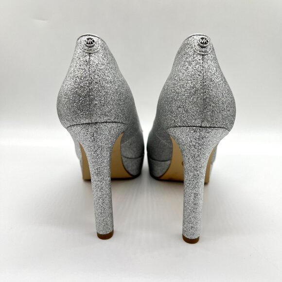 Michael Michael Kors 7.5M Chantal Silver Platforms Pumps Heels Shoes - Picture 7 of 15